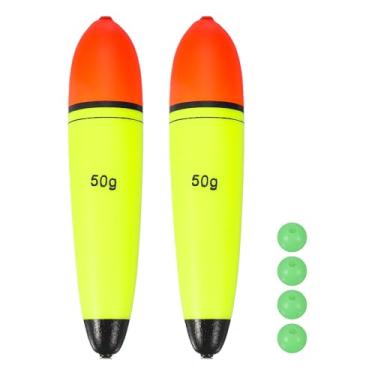 Imagem de YELARXI Boias deslizantes de pesca, boias de espuma EVA com contas de peixe, flutuação de 51 g, adequada para poleiro, carpa, rolhas, água salgada, água doce (pacote com 2, vermelho/amarelo)