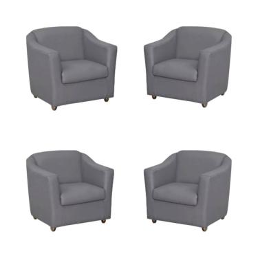 Imagem de Kit 4 Poltronas Bia Decorativa Reforçada Recepção Clinica Salão Sala De Estar Courino