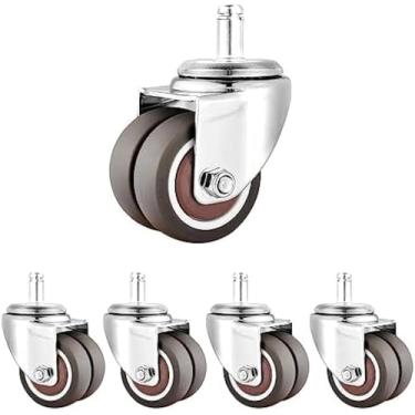 Imagem de Pacote De 5 Rodas De Haste De 2 Polegadas, Haste De Montagem Tipo Soquete M11 Rodízios De Borracha Tpe, Rodízios De Substituição De Cadeira De Escritório De Trav, Swivel, 2inch (50mm)
