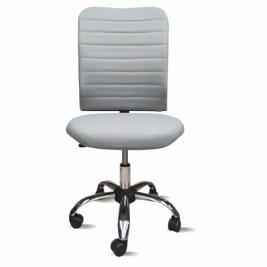 Imagem de Cadeira Ergonômica Bege Escritório Home Office Secretaria NR17 Pistão a Gás Base Cromada Giratória Estofada (Cinza-Claro)