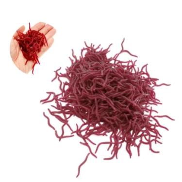 Imagem de Iscas Artificiais de Minhoca, 50 Unidades, Vermelho, 3,5 cm, para Tilápia, Pacu e Bagre