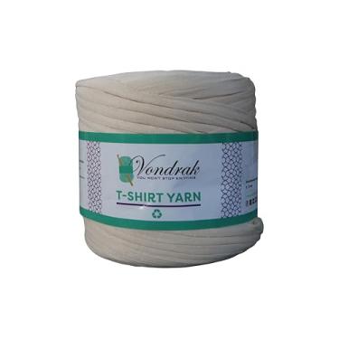 Imagem de Fio de camiseta 130 jardas de tecido reciclado 1,7 kg Vondrak T-Shirt Fio para Crochê e Tricô (Marbled 3 Cream)