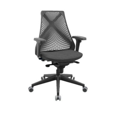 Imagem de Cadeira Escritório Ergonômica Bix X + Encosto em Tela NR17 - Plaxmetal