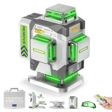 Imagem de Huepar Pro Laser Level 360 Self Leveling, 4x360°Green Cross Line Laser Tool with Remote Control & 8000mAh Rechargeable Li-ion Battery, High Accuracy 4D Laser for Construction, Magnetic Brack