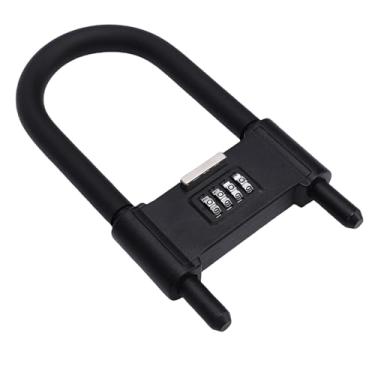 Imagem de Fockety Cadeado com combinação de 4 dígitos, cadeado em forma de U resistente e antirroubo com argola longa ajustável, para portas de vidro, portões externos, galpões, cercas
