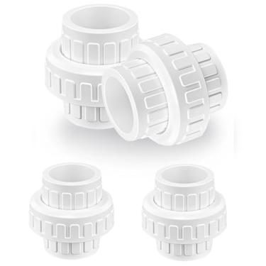 Imagem de MCSDFN 2 peças de encaixe de tubulação de união de PVC de 1-1/5.1 cm (soquete x soquete), conectores adaptadores de acoplamento de união deslizante de PVC de 1-1/5.1 cm com anel de vedação EPDM