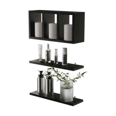 Imagem de Kit Nichos Prateleiras Provença Para Banheiro Decorativo Preto - Merca