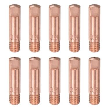 Imagem de 10 pontas de contato 0,030" (0,8 mm) diâmetro do furo M6 MIG pontas de soldador cobre consumível para tocha de soldagem 15AK suporte de pistola