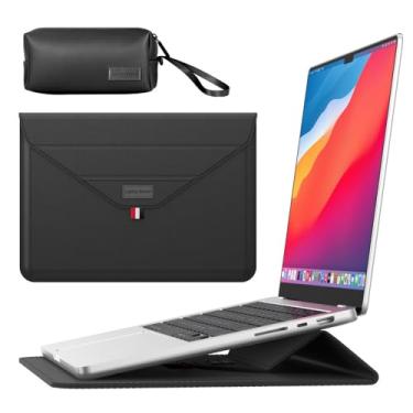 Imagem de Gyanm Capa para laptop 2 em 1 de 15,6 polegadas com suporte, capa para laptop para MacBook Air/Pro/Dell/HP/Lenovo/Asus Notebook, fina de 15 a 16 polegadas, bolsa leve para computador para mulheres e