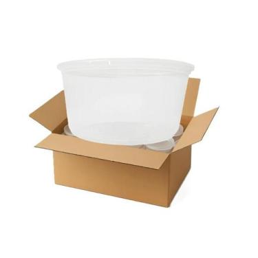 Imagem de Kit 200 Potes BrasilPack 600ml Com Tampa Lacre Redondo Transparente