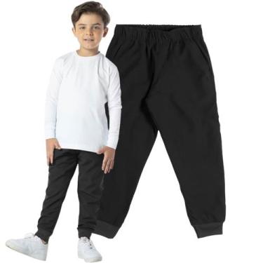 Imagem de Calça Infantil Menino Uniforme Tactel Punho Escola Esporte - Vrasalon,
