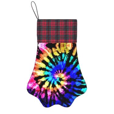 Imagem de Meias de Natal com estampa exótica tribo tie dye animais de estimação decoração de natal cães gatos árvore decoração doce presente conveniente