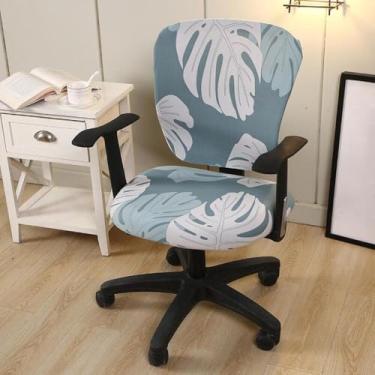 Imagem de Capa universal giratória para cadeira de escritório, capas elásticas para cadeira de escritório, protetores de almofada removíveis laváveis, fáceis de limpar, resistentes, resistentes ao desbotamento