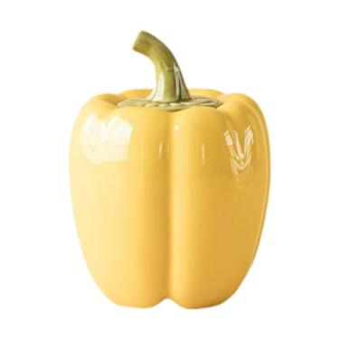 Imagem de Ioensy Pote hermético para folhas de chá, em formato de pimenta, para armazenar vegetais. Objeto criativo e colecionável, ideal para artesanato e decoração, Amarelo