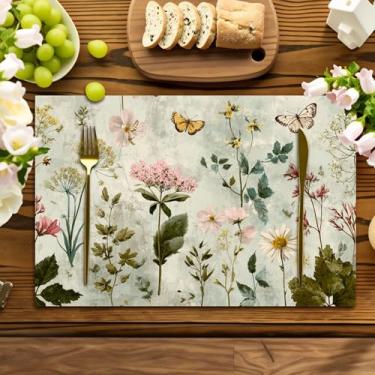 Imagem de Jogo americano clássico quente com estampa de girassóis amarelos em várias posições – Lavável, perfeito para festas de fim de ano, decoração de casa, mesas de cozinha e jantares retangulares