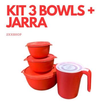 Imagem de Kit 3 Bowls + 1 Jarra de 1.8L Potes Hermeticos BPA Free Potes Grande P