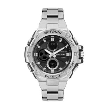 Imagem de Relógio Mormaii Masculino Ref: Mo8320ad/7p Esportivo Anadigi Prateado