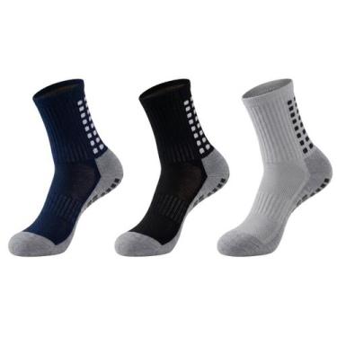 Imagem de Kit 3 Pares De Meia Esportiva De Futebol Antiderrapante - Pari, Quadra