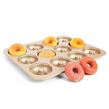Imagem de ROARINGWILD Donut Mold Nonstick Doughnut Baking Pan Carbon Steel Baking Tray Cake Pan Mold for 12 Donuts Baking Beginners and Cake Lovers