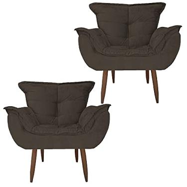 Imagem de Kit 2 Poltrona Decorativa Perola Quarto, Sala, Recepção, Área Gourmet Marrom