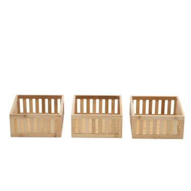 Imagem de Kit 3 cestos organizadores ripados de bambu 24cm - Oikos