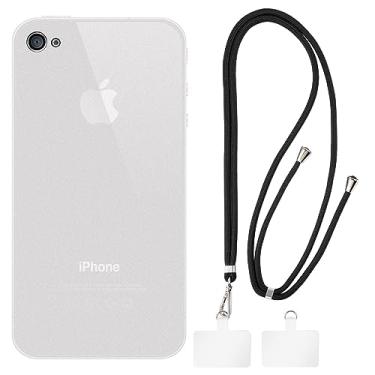 Imagem de Shantime Capa para iPhone 4 + cordões universais para celular, pescoço/alça macia de silicone TPU capa protetora para iPhone 4S (3,5 polegadas)