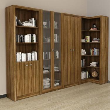 Imagem de Kit 4 Armários Multiuso de Escritório com 6 Portas Nogal
