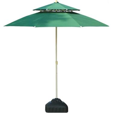 Imagem de Guarda-sóis de 9' para praia/piscina/jardim/pátio Guarda-chuva de topo duplo, resistente à água/UV Mercado Guarda-chuva de mesa ao ar livre Guarda-sol ao ar livre Guarda-sóis ao ar livre, Gr