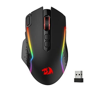 Imagem de Redragon Mouse para jogos M810 Pro sem fio, mouse gamer com fio/sem fio de 10.000 DPI com chave de disparo rápido, 8 botões macro, capacidade de energia confiável de 45 horas e retroiluminação RGB