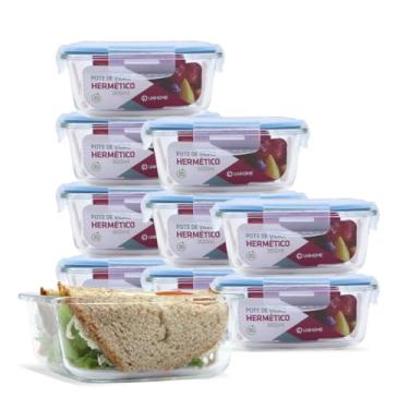 Imagem de Kit 10 Potes Vidro Hermético 800ml Marmita