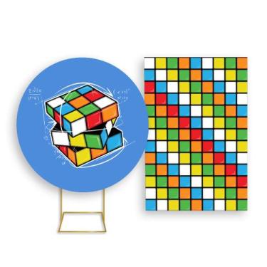 Imagem de Painel De Festa Redondo 1,50x1,50 + Painel Vertical 1,50x2,20 - Cubo M