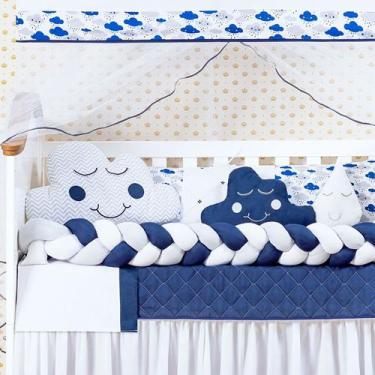 Imagem de Kit Berço Americano Trançado Nuvem Formato 11 Pcs Protetor Bebe Quarto