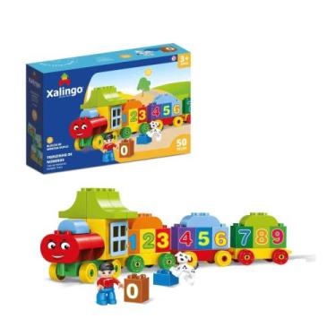 Imagem de Brinquedo Infantil Bloco Grande Trenzinho em Número 50 Peças Xalingo -