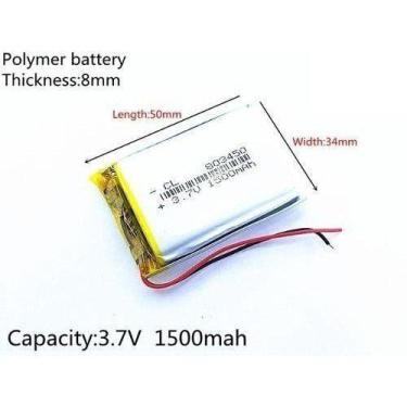 Imagem de Bateria 1500 Mah 3,7 V 8mm X 34mm X 50mm (grossa) - bgb