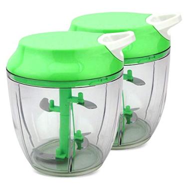 Imagem de KIT 2 Processadores Trituradores Manual 5 Lâminas 900ml Verde