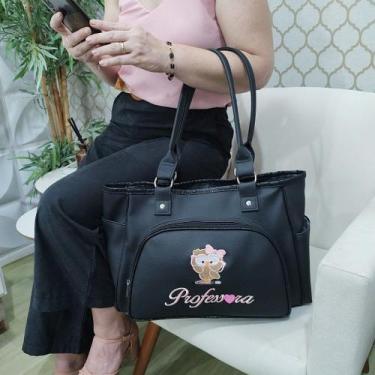 Imagem de Bolsa Personalizada Professora Feminina Preto/ Preto Brilho - Coutre B