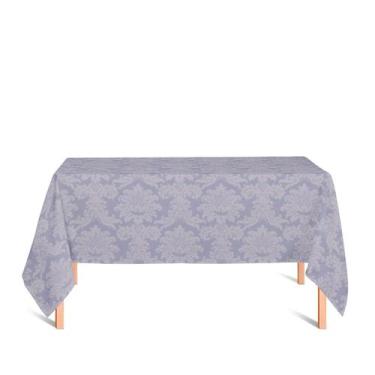 Imagem de Toalha de Mesa Retangular em Tecido Jacquard Cinza Medalhão Tradiciona