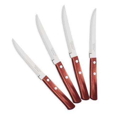 Imagem de Faca para Churrasco 5"Cabo Polywood Vermelho com 12 Peças 21100475 Tra