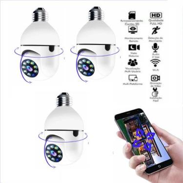 Imagem de kit 3 Câmera lampada inteligente Wireless infra IP Full HD 2.0 megapix