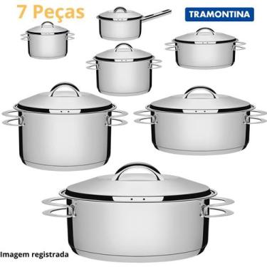 Imagem de Jogo De Panelas  Fundo Triplo Inox Tramontina 7 Peças, Inox