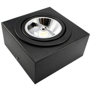 Imagem de Spot Plafon Sobrepor Box Quadrado AR111 Direcionável Preto + Led 12w -