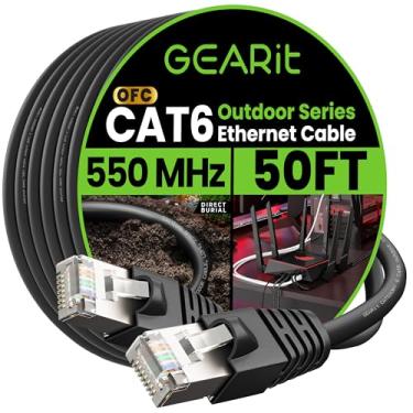 Imagem de GearIT Cabo Ethernet externo Cat6 (15 m) 23AWG de cobre puro, FTP, LLDPE, impermeável, enterramento direto, no chão, resistente a UV, POE, rede, LAN, Internet, Cat 6, cabo Cat6 - 1,5 m