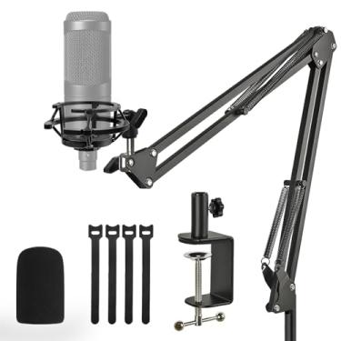 Imagem de Rigych Suporte para Microfone At2020, Suporte Ajustável para Braço de Microfone com Suporte Antichoque, Proteção Contra Vento de Espuma E Braçadeiras de Cabo, para Microfone At2020 At2020Usb At2020Usb
