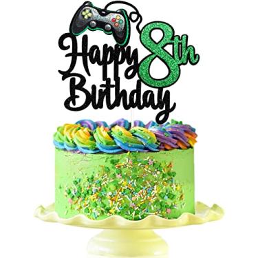Imagem de Video Game Happy 8th Birthday Cake Topper - Video Game Boy's 8th Birthday Party Cake Supplies - Game On Level Up Winner Party Decoration