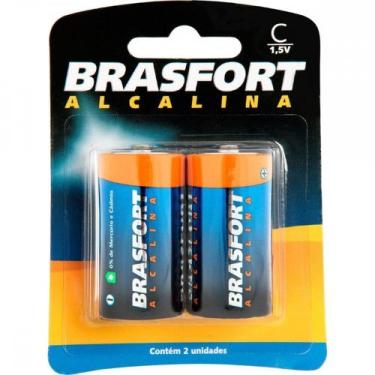 Imagem de Pilha Brasfort Alcalina Grande ''D'' Cartela Com 2 Pecas 6303