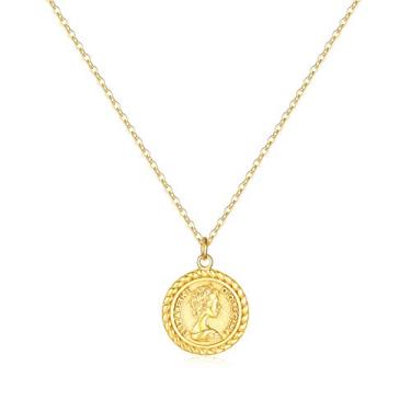 Imagem de BENEIGE Colar de ouro feminino banhado a ouro 14K com pingente de zircônia cúbica e pingente de joias presentes, Latão, Sem Pedra Preciosa