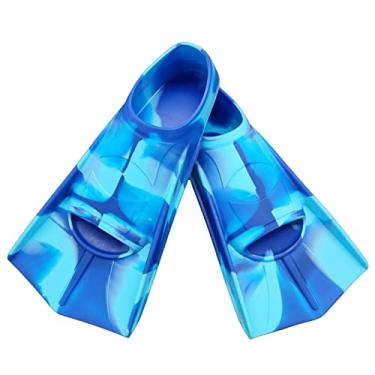 Imagem de Gugmoy nadadeiras infantis, nadadeiras de silicone confortáveis para nadar e mergulhar, tamanho adequado para iniciantes, crianças, meninas, meninos e adultos (azul oceano, 5XS)