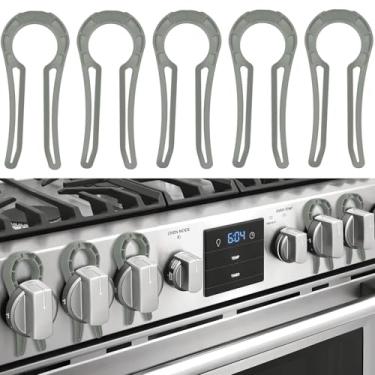 Imagem de Puxador de fogão a gás, pacote com 5 fechaduras para segurança infantil, resistente ao calor, à prova de bebê, capas para crianças e animais de estimação (cinza)