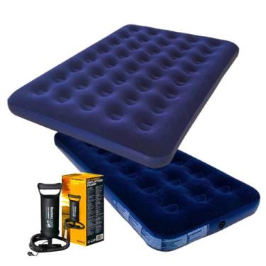Imagem de Kit Colchão Casal Inflável Colchão Solteiro Leve Bomba De Ar - Bel, Az
