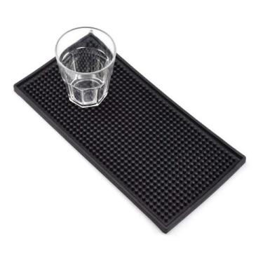 Imagem de Tapete Escorredor Louças Talheres Bar Preto Pequeno 30x15cm - CLINK